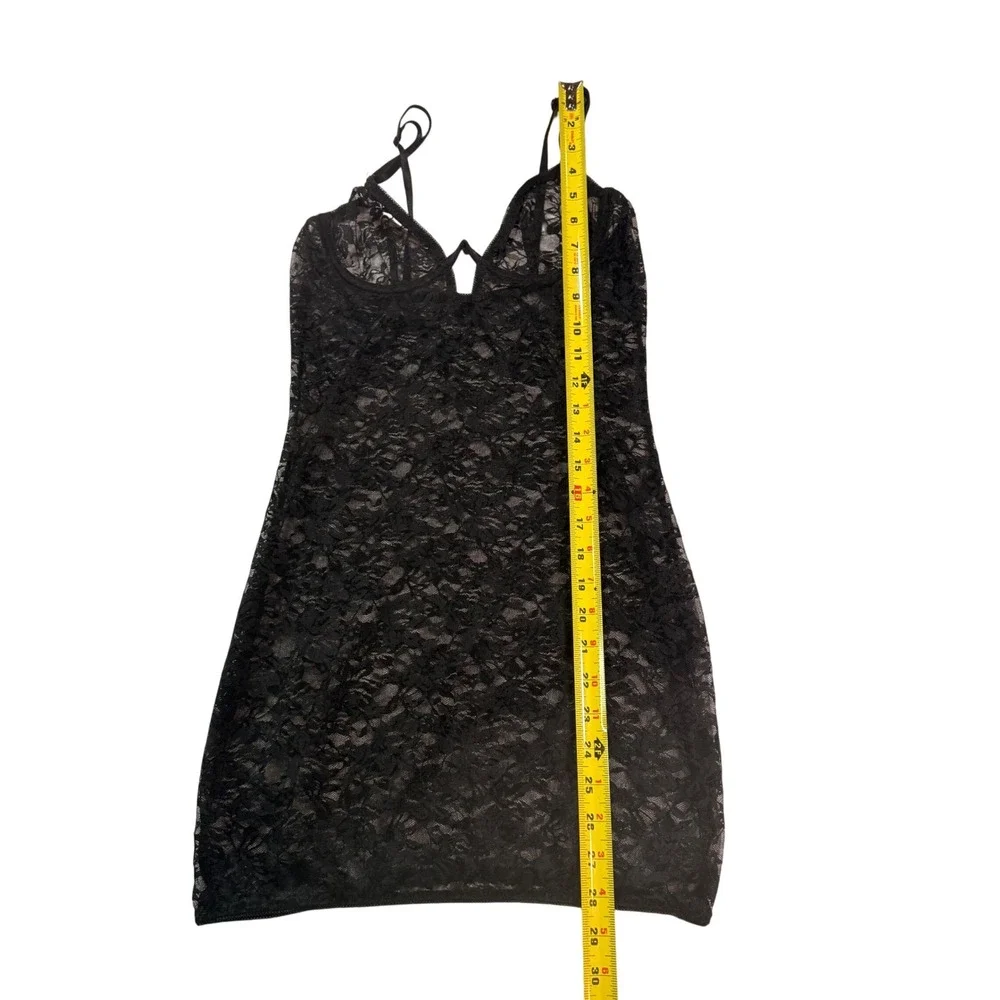 Sheer Lace Mini Chemise Slip Dress Unbranded Women S Black‎ Romantic Goth